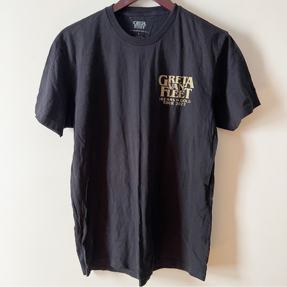 Greta Van Fleet 2022 Tour T-Shirt Size Large Dreams in Gold Tour Black/Gold - Picture 1 of 6